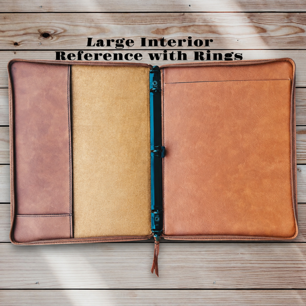 CUSTOM PAINTED Leatherette Zip Closure Portfolio